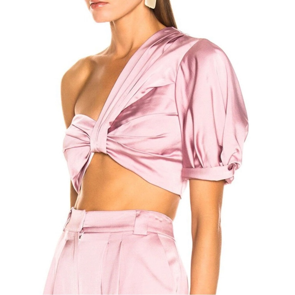 ALC Tomlin one shoulder knot twist crop top in dusty rose size 8
